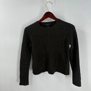 Express Design Studio Crew Neck Cable Knit Classic Pullover Sweater Brown Size S